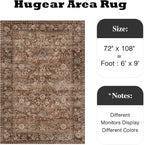 HUGEAR 6x9 Machine Washable Rugs Brick Red Hallway Large Area Rug Indoor Accent Rug Floral Low Pile Carpet Soft Throw Aesthetic Rug Bedroom Living Room Office Dining Room Kitchen Laundry Room