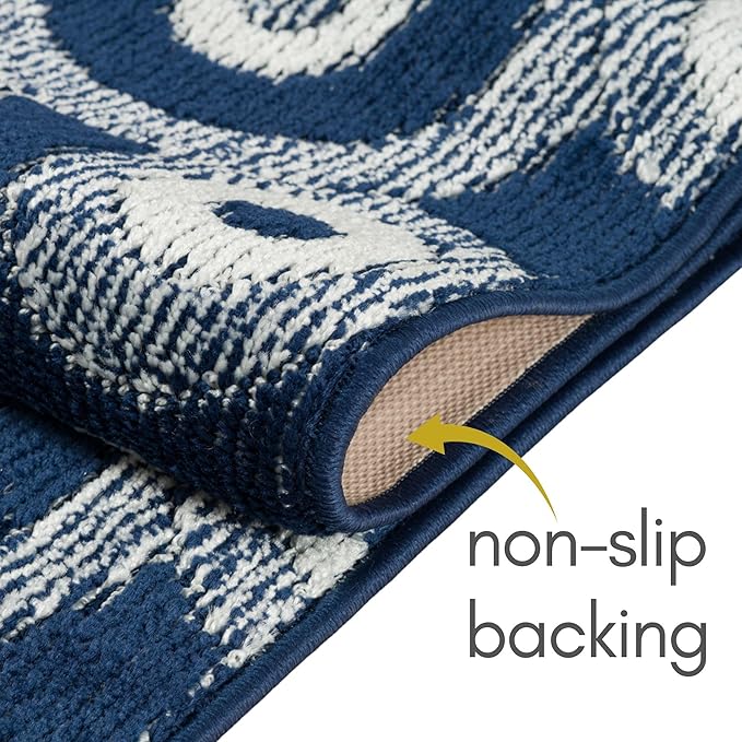 29 ft Extra Long Blue Hallway Runner Rug | Non-Slip & Machine Washable | Custom Cut to Size 2'3" x 29' (Runner) | REMNAZ