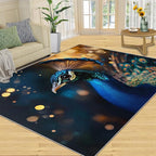 Peacock Area Rug 5x8-5x8 Rug, Wonderful Peacock Rugs for Living Room, Teal Turquoise Carpet, Peafowl Feather Washable Area Rugs for Bedroom, Aesthetics Carpet - Peafowl Home Decor & Gifts