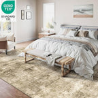 6x9 Machine Washable Area Rug for Living Room, Brown Modern Vintage Abstract Rug Large Non-Slip Low Pile Soft Faux Wool Carpet, Kids and Pets Friendly for Bedroom Dining Room Farmhouse Home Decor Rug