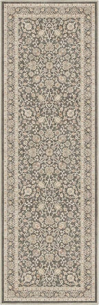 Well Woven Asha Rome Charcoal Brown 2'3" x 7'3" Runner Rug - Oriental Floral Pattern, Easy Clean, Floor-Friendly Backing - for Hallway, Entryway, and Kitchen