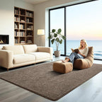 HQAYW 7x10 Large Area Rugs for Living Room Bedroom, Modern Thickened Memory Foam Soft Rug, Low Pile Minimalist Washable Non Slip Carpets for Kids Girls Boys Nursery Dorm Home Decor, Brown