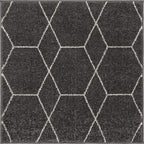 Unique Loom Trellis Frieze Collection Area Rug - Geometric (3' Square, Dark Gray/ Ivory)