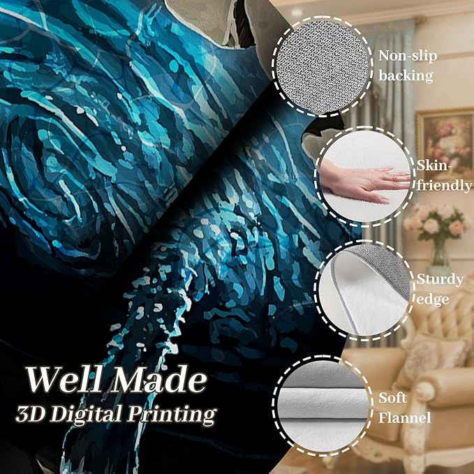 3D Well Waterfall Bedroom Carpet, 3x4ft, Visual Illusion Deep Hole Entrance Rug, Huge Stone Cracks Non-Slip Rugs, Cozy Breathable with Non Slip Backing Mat for Indoor Bedside