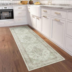 vivorug Runner Rug 2'x7' Vintage Floral Washable Non-Slip Runners for Hallways Kitchen Entryway Laundry Room Carpet Hallway Runner Sage Green