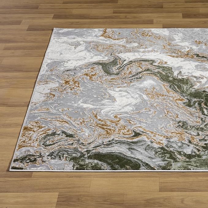 LUXE WEAVERS Marble Swirl Abstract Area Rug, Green 5x7