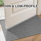 Ultra Thin Door Mat Indoor Entrance 17"x29", Low-Profile Indoor Door Mat, Non Slip Entry Mat Rubber Backing Unique Herringbone Design Inside Doormat Dirt Trapper Entryway Mats, Grey