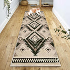 YHSF South West Native American Rug Ritz – Native Tribal American Indian Inspired Rug - Living Room, Bedroom, Hallway, Entryway & High-Traffic Area Rugs - Washable - Soft - Olive, 2 Feet x 7 Feet