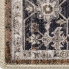 DEXI 9x12 Area Rug for Living Room, Washable Vintage Farmhouse Thin Rug Indoor Floor, Non Slip Stain Resistant Low Pile Carpet for Dining Room Bedroom Office, Brown