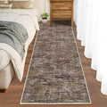 RUGSREAL Hallway Runner Rug 2.5x10 Long Kitchen Runner Rug with Rubber Backing Low Pile Stain Resistant Entryway Carpet Washable Modern Solid Color Runner for Living Room Bedroom, Brown