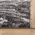 Rugshop Abstract Marble Shag Area Rug Anthracite Dark Gray 2' x 3' Ideal for Entryways, Kitchens, or Small Spaces
