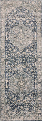 Loloi Teagan Collection TEA-01 Denim/Mist 2'-8" x 10'-6" Runner Rug, Large, Soft Neutral Rug, High-Traffic for Living Room, Bedroom, Home Office, Dining Area