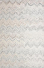 Modern Herringbone Chevron Collection Handcrafted Wool Area Rug - Durable, Zigzag Pattern, for High Traffic, Contemporary Design for Living Room, Bedroom, Dining Room Decor (Ivory-Multi, 7' x 9')