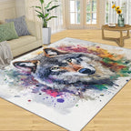 Wolf Rugs for Bedroom - 2x3 Area Rug - Graffiti Wolf Rugs for Living Room, Abstract 3D Animal Graffiti Rug, Washable Home Decor Carpet