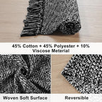Collive Black Bathroom Rug, 2' x 3' Hand-Woven Washable Small Kitchen Rugs, Cotton Reversible Entryway Rug Modern Farmhouse Carpet for Foyer Bedroom Back Door