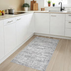Washable Area Rug: 3x5 ft Abstract Small Rugs for Entryway Kitchen Living Room Bedroom - Non Slip Modern Neutral Carpet Indoor Front Door - Vintage Grey