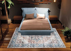 Bloom Rugs Washable Non-Slip 10x14 Rug - Terracotta/Blue Traditional Oriental Area Rug for Living Room, Bedroom, Dining Room, and Kitchen - Exact Size: 10' x 14'