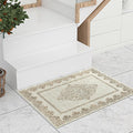 Easy-Going Boho Neutral Area Rug 2x3 Washable Entryway Rugs Front Door Mat Indoor Entrance Non-Slip Floral Brown Small Entry Rug for Living Room Bedroom Kitchen Bathroom Home Office Lightweight Carpet