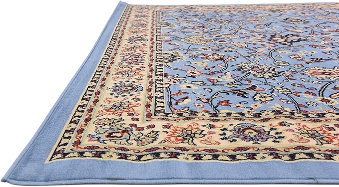 Unique Loom Sialk Hill Collection Area Rug - Washington (8' Square Light Blue/Navy Blue)