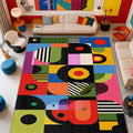 Pop Art Rugs for Living Room - Colorful Abstract Heart Area Rugs 7x10, Hippie Aesthetic Funky High Traffic Lightweight Extra Large Carpet Home Decor #C064