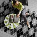 Zentavio Area Rugs for Living Room Rugs for Bedroom 4x6 Carpet Fluffy Fuzzy Soft Shag Aesthetic Plush High Pile Gray Throw Rug for Nursery Kids Room Dorm Diomond Black