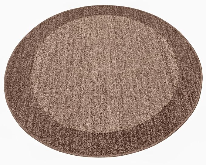 Rugs.com Angelica Collection Rug – 4 Ft Round Light Brown Medium-Pile Rug Perfect for Kitchens, Dining Rooms