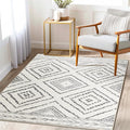 Area Rug 4x4 Rug Machine Washable Non-Slip Low Pile Print Pattern Western Rug for Living Room Bedroom Entryway Tribal Series -Navywhite/Black