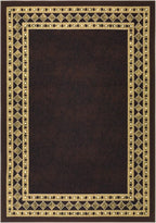 Antep Rugs Alfombras Modern Bordered 4x6 Non-Skid (Non-Slip) Low Profile Pile Rubber Backing Indoor Area Rugs (Brown Beige, 4' x 5'8")
