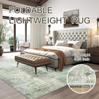 Abstract Rug 8x10 Large Living Room Rugs Neutral Modern Washable Area Rugs for Bedroom Dining Room Non-Slip Stain Resistant Foldable Thin Rug Green