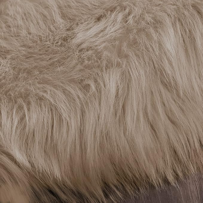 Latepis Shag Area Rug 6.7x10 Light Brown Beige Washable Faux Fur Fuzzy Rugs for Living Room Sheepskin Rugs for Bedroom Room Soft Accent Carpet Home Decor Rectangle