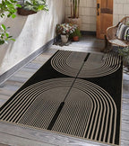 Easy Jute Rainbow Area Rug, 3x5 Black Indoor Outdoor Entryway Rug Washable Non-Slip Modern Boho Kitchen Rugs, Farmhouse Abstract Throw Carpet for Living Room Patio Kids Room
