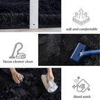 5x7 Area Rugs for Living Room Bedroom,Soft Fluffy Shaggy Bedside Rug, Indoor Floor Carpet for Kids Playroom, Dorms, Nursery Rooms, Home Decor (Black 5'x7')