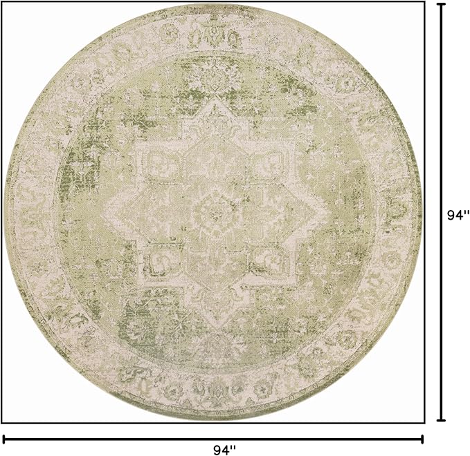 Nourison Home Astra Machine Washable Blue Green 7'10" x Round Area Rug - Easy Clean, Non Shedding, Bed Room, Living Room, Dining Room, Kitchen (8' x Round)