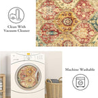 Lahome Moroccan Trellis Washable Runner Rug, 2x6 Kitchen Runners for Hallways 6 Feet Non Slip, Vintage Laundry Room Rug Ultra-Thin Long Carpet for Bathroom Bedroom Entryway, Red/Orange