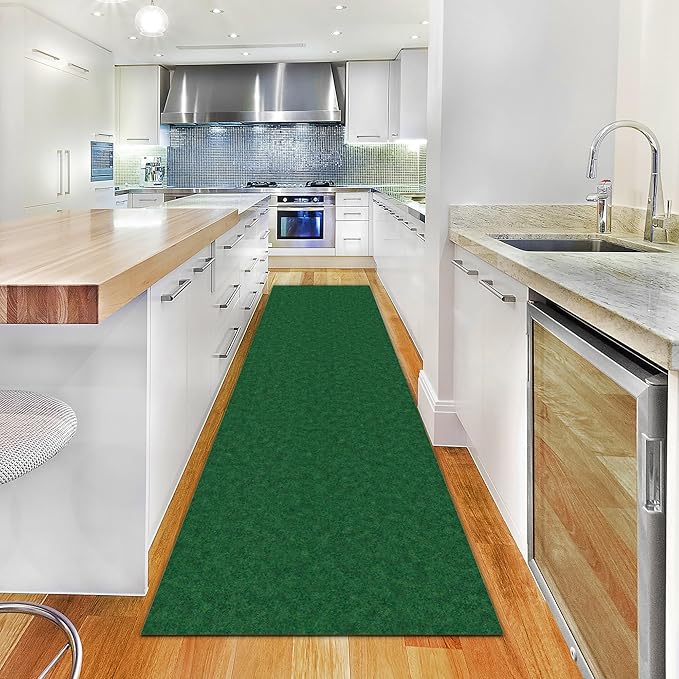 Ottomanson 2' x 26' Hallway Runner with Scraper Pile Extra Durable Non-Slip Rug Mat for Indoor & Outdoor Use - Ideal for Kitchen, Entryway, Patio & Garage - High-Traffic Carpet, Green