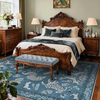 Moynesa Animal Area Rugs 8x10, Washable Luxurious Vintage Boho Blue Area Rug for Living Room Bedroom Dining Room Office Playroom, Foldable Low Pile Soft Non-Slip Carpets for Indoor