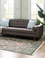 Unique Loom Narenj Collection Classic Traditional Medallion Textured Design Area Rug, 10 x 13 ft, Blue/Tan