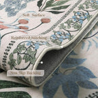 Floral Boho 5x7 Area Rugs for Bedroom Living Room, Botanical Soft Dining Room Rug, Large Non Slip Stain Resistant Indoor Throw Carpet for Entryway Kitchen Office Playroom (Beige,5 x 7)