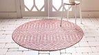 Unique Loom Outdoor Trellis Collection Area Rug - Tribal Trellis (4' 1" Round, Rust Red/ Ivory)