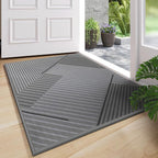 Front Door Mat 31''x47'', Non Slip Absorbent Muddy Dirt Resist Washable Low-Profile Indoor Doormat, Welcome Entryway Door Mats, Grey