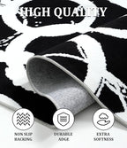 YIHOUSE Black Modern Geometric Area Rug 5x7, Black and White Rug with Abstract Circles,Non-Shedding Washable Rugs for Bedroom, Home Office and Small Living Room