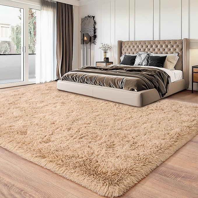 Area Rugs for Living Room, Soft Shaggy Carpets for Living Room, Fuzzy Rugs for Kids' Room, Perfect Decor for Modern Home Camel 4x6 Feet