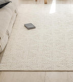 jxgzyy Beige Area Rug, 0.36'' Thick Low Pile Textured Rug, Modern Aesthetic Solid Carpet for High Traffic Area, Stain-Resistant Kitchen Rug with Non-Slip Backing, 5x7