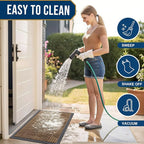 Kitinjoy Front Door Mat Outside Entrance, Sturdy Natural Dirt Trapper, Heavy Duty Rubber Doormat, Low Profile Non-Slip Backing, Easy Clean Floor Mat for Indoor Outdoor Entry, 47X23 Inch, Brown