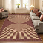 Lahome Modern Rainbow Easy Jute Outdoor Rug 5x7, Stain Resistant Red Dining Room Patio Rug, Farmhouse Non Slip Non Shedding Indoor Outdoor Carpet for Living Room Home Office Bedroom Deck Backyard