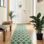Area Rug 2x6, Moroccan Trellis Print Carpet, Machine Washable Non-Slip Rugs for Living Room, Bedroom, Dining Room & Entryway, Green