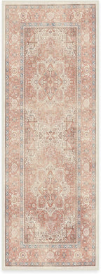 RUGGABLE Washable Runner Rug – Kamran Rose Pink 2.5x7, Stain-Resistant, Non-Slip Hallway Runner – Machine Washable Rug for Hallway, Entryway, Living Room & Kitchen–with Standard Pad