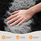 Zentavio Area Rugs for Living Room Large Rugs for Bedroom 6x9 Carpet Fluffy Fuzzy Soft Shag Aesthetic Plush High Pile Gray Throw Rug for Nursery Kids Room Dorm Horizontal Stripes Black Grey