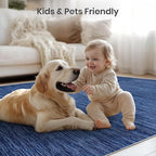Valenrug Washable Rugs 8x10 - Non Slip 8x10 Area Rugs for Living Room, Stain Resistant Area Rugs for Bedroom, Foldable Machine Washable Area Rug(8'x10', Navy)