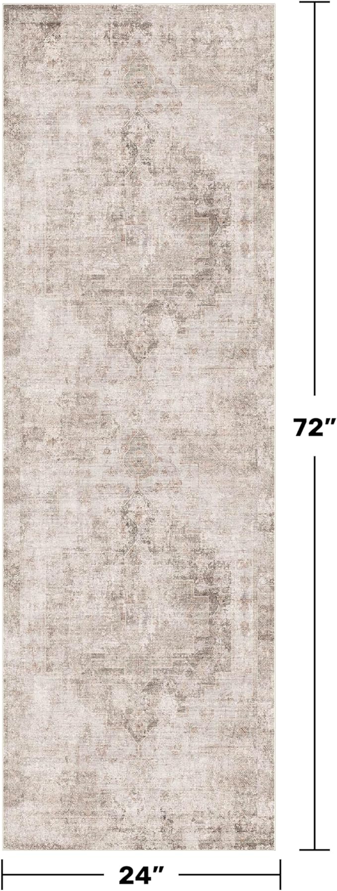 Stain Resistant 2x6 Kitchen Runner Rugs Washable Non Slip - Beige Tan Long Bathroom Runners, 0.25" Low Pile Rubber Backing Rug for Hallway, Entrance Indoor, Modern Farmhouse Home Décor